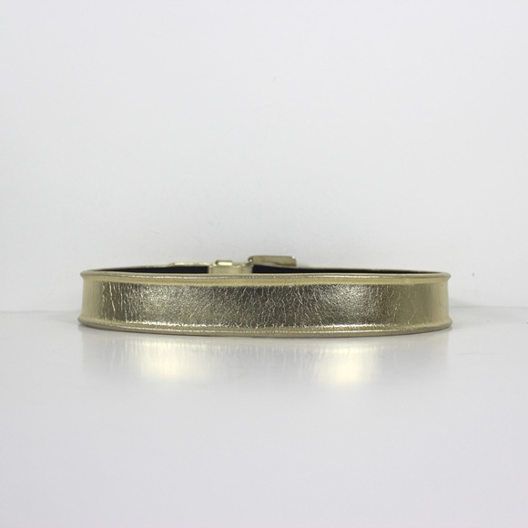 Eighties Gold Lamé Leather Belt with Gold Chain Tassel and Rhinestone Buckle - Picture 6 of 8